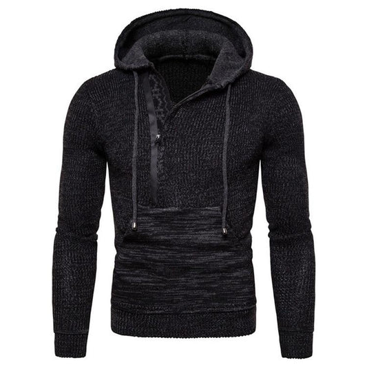 Men Knitting V Neck Zipper Hoody Sweaters-STYLEGOING