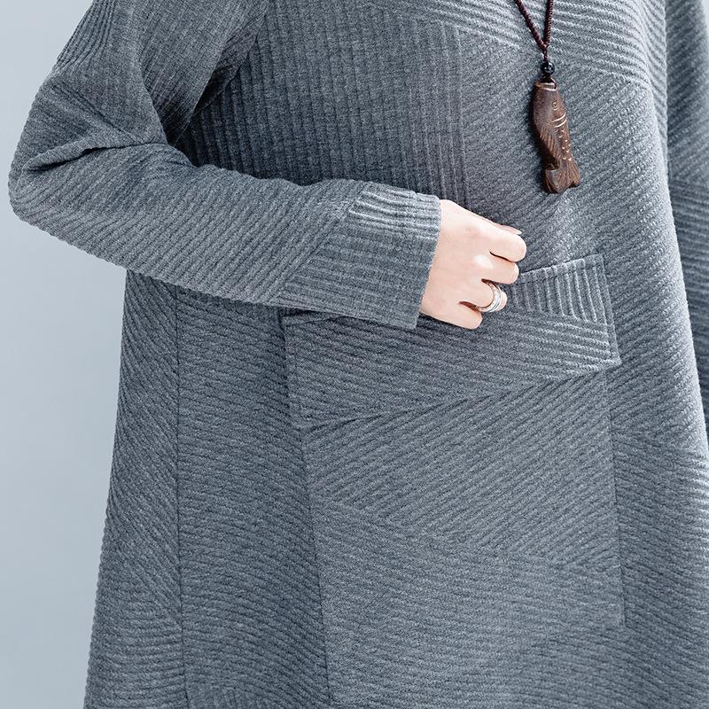 Vintage High Neck Women Winter Irregular Fall Dresses-STYLEGOING