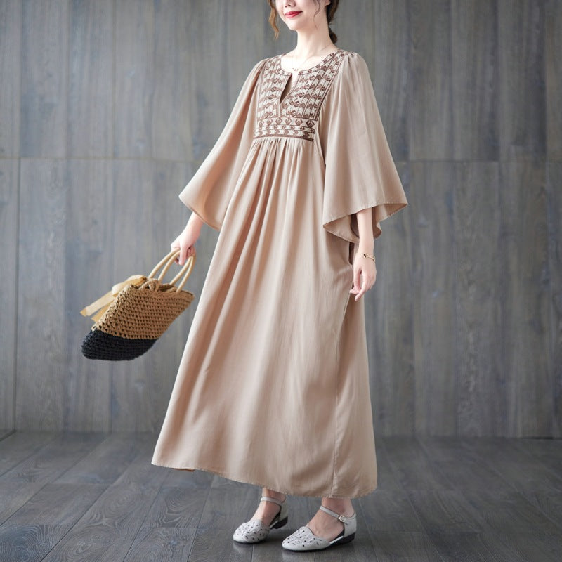 Vintage Embroidery Summer Plus Sizes Long Dresses