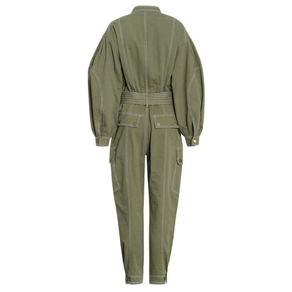 Leisure High Waist Overall Lace Up Jumpsuits-STYLEGOING