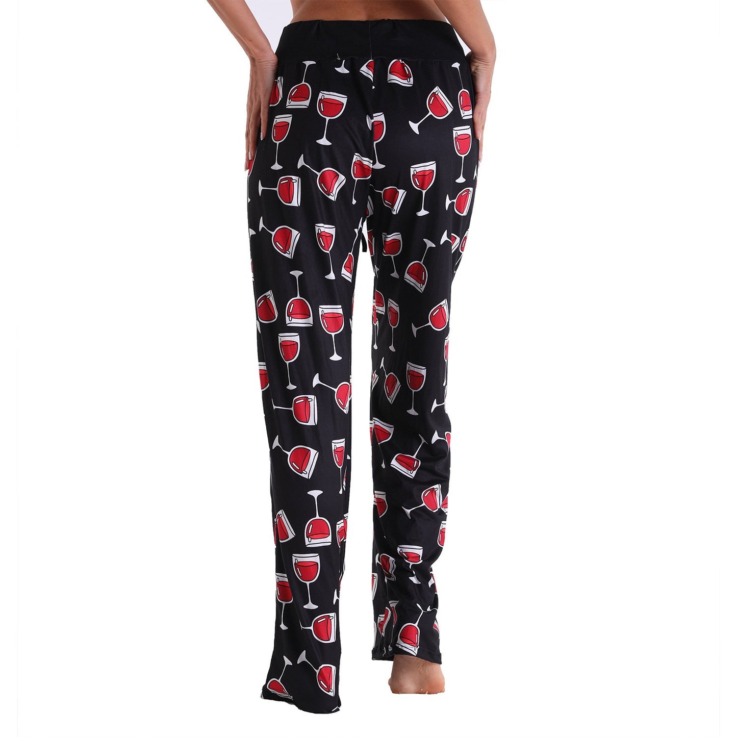 Casual Floral Print Women High Waist Trousers for Homewear