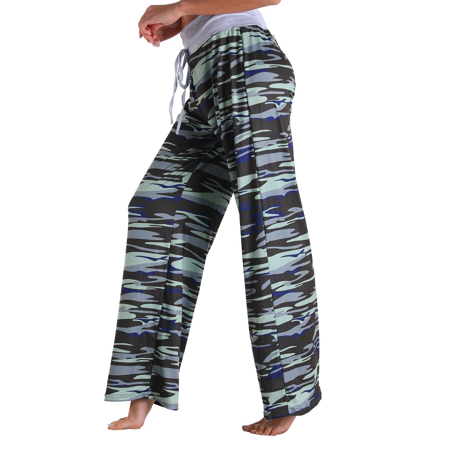 Casual Floral Print Women High Waist Trousers for Homewear