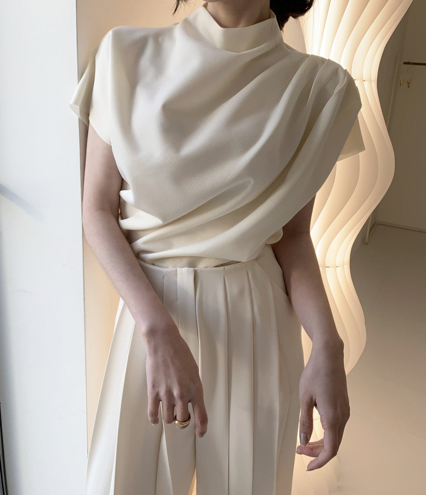 Elegant Designed Office Lady Shirts and Wide Legs Pants