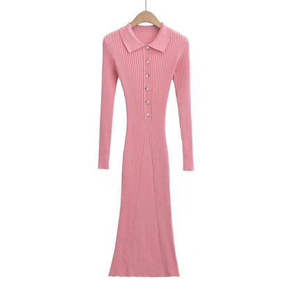 Sexy Polo Neckline Knitted Long Mermaid Dresses
