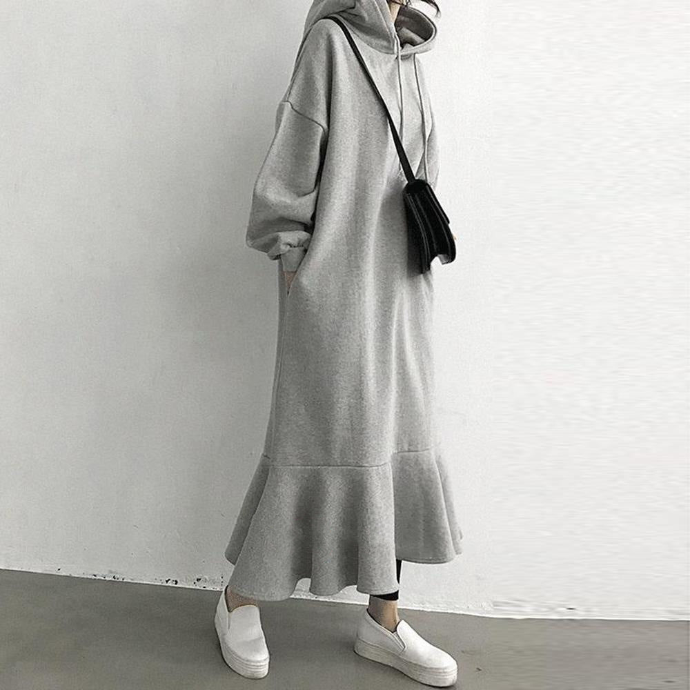 Casual Women Mermaid Long Hoodies Cozy Dresses