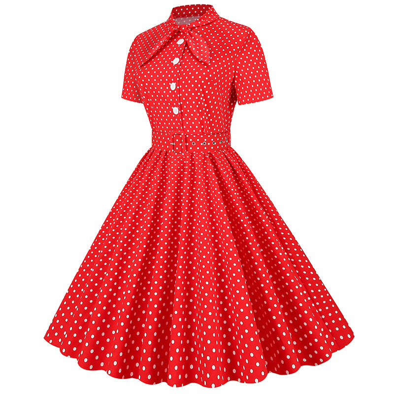 Vintage Polka Dot Short Sleeves Dresses