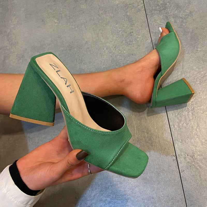 Women Chunky Heels Plus Sizes Slippers