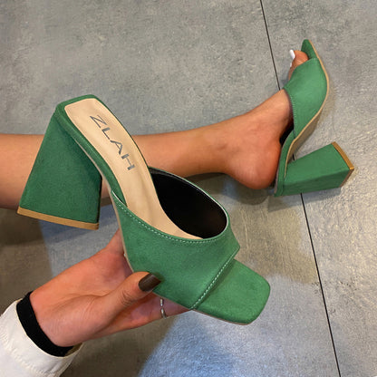 Women Chunky Heels Plus Sizes Slippers