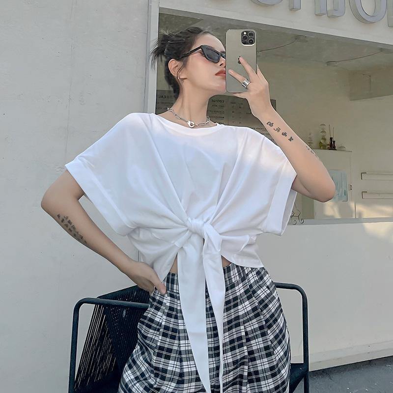 Women Summer Short Sleeves Loose Short T Shirts-STYLEGOING