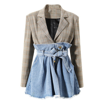 Designed Constract Fake Two Pices Women Overcoat
