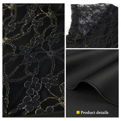 Sexy Black Lace Short Sleeves Party Dresses