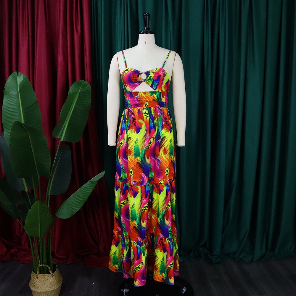 Sexy Floral Print Summer Long Holiday Dresses