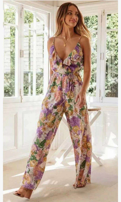 Summer Ruffed Lace Up Jumpsuits-STYLEGOING