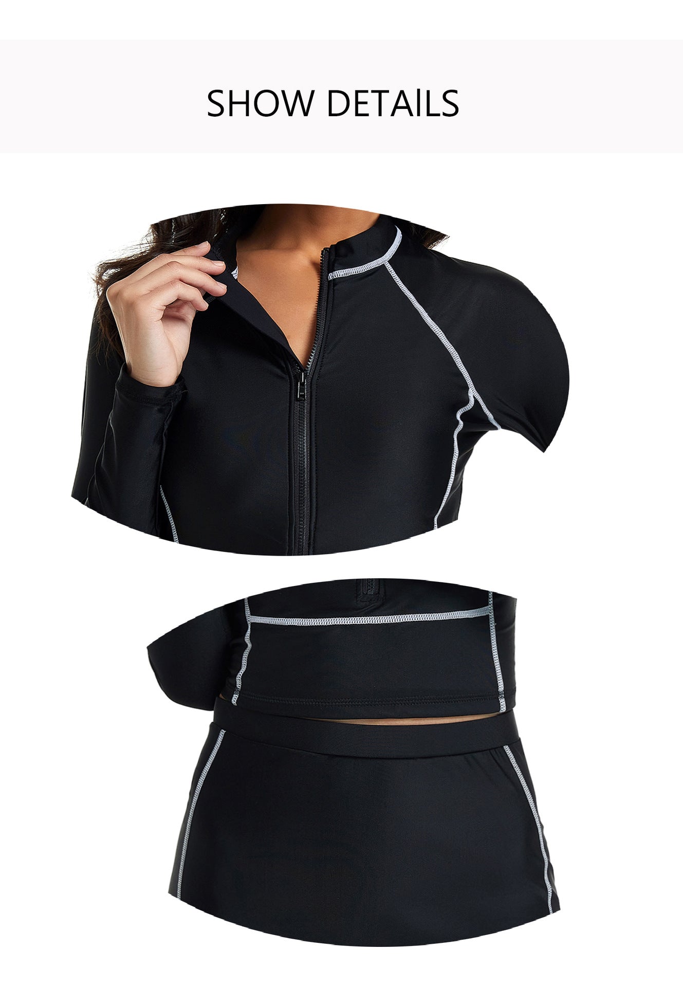 Black Long Sleeves Surfing Wetsuits for Women
