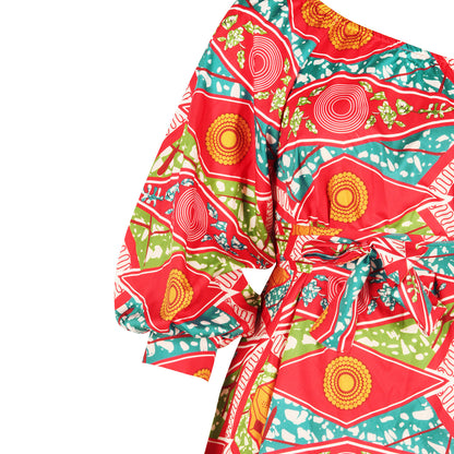Designed African One Shoulder Long Sleeves Short Dresses