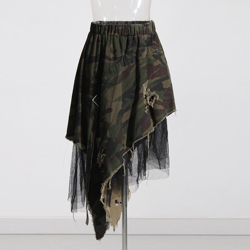 Designed Camouflage Irregular Fall Skirts for Women