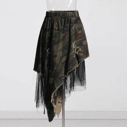 Designed Camouflage Irregular Fall Skirts for Women
