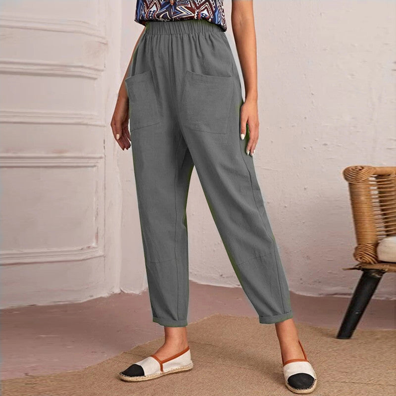 Leisure Elastic Waist Women Pants