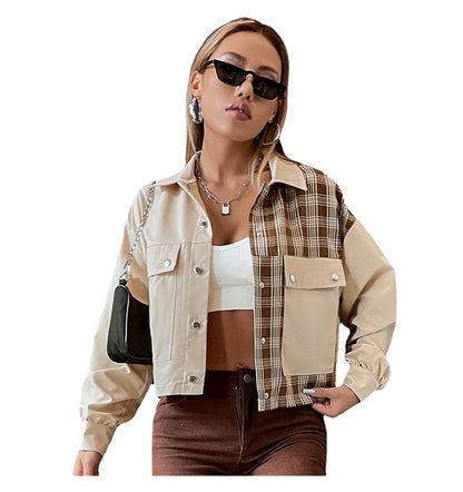 Casual Women Turover Collar Short Overcoat