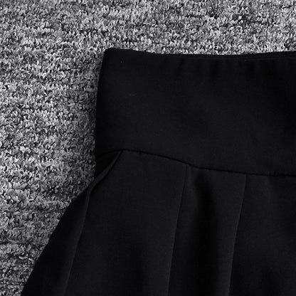 Black High Waist Designed Zipper Women Wide Leg Pants