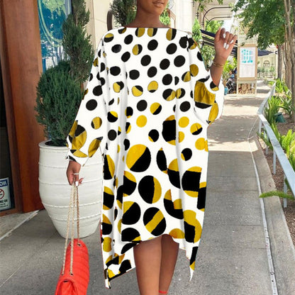 Casual Off The Shoulder Dot Print Dresses