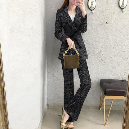 Classy Wool Fall Blazer & Pants Women Outfits