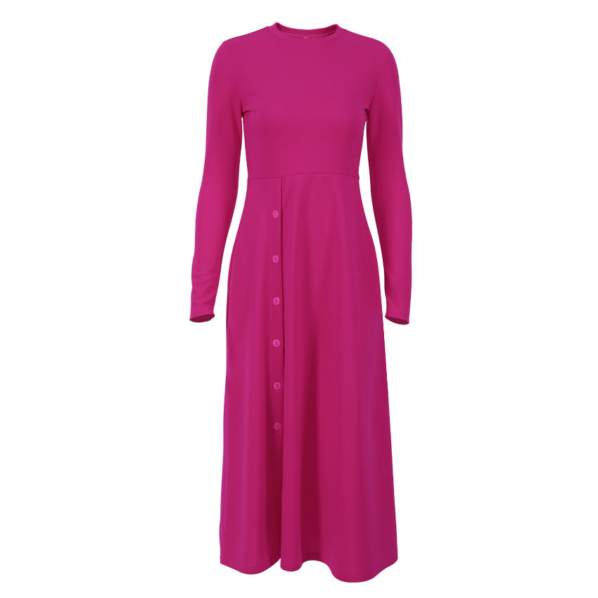 Sexy Autumn Round Neck Slim Knitting Long Dresses