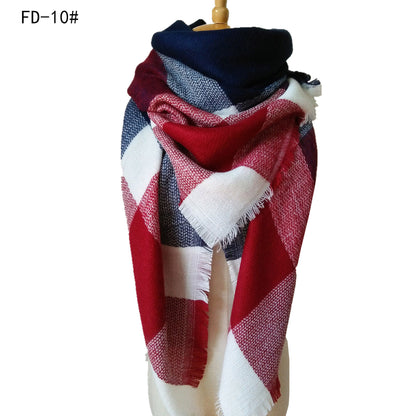 Winter Warm Plaid Scarves for Women
