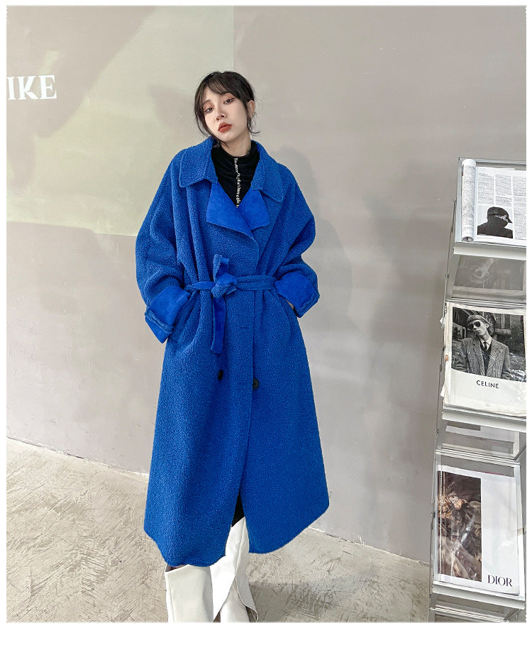 Luxury Plus Sizes Sherpa Peach Velvet Warm Winter Overcoat