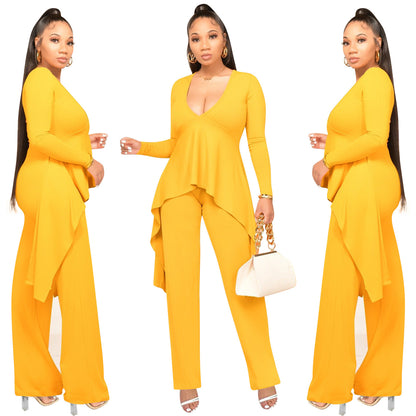 Sexy Yellow Fake Two Pieces Women Jumpsuits