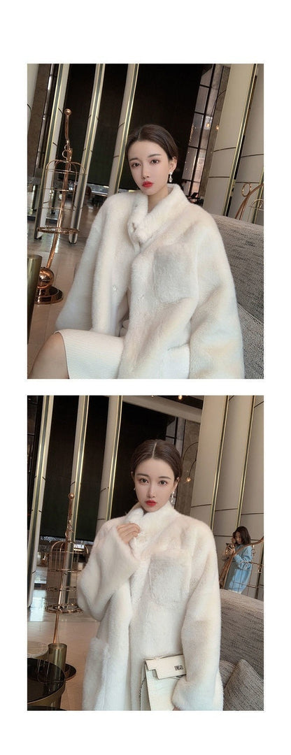Winter Soft Warm Artificial Fur Long Overcoats for Women