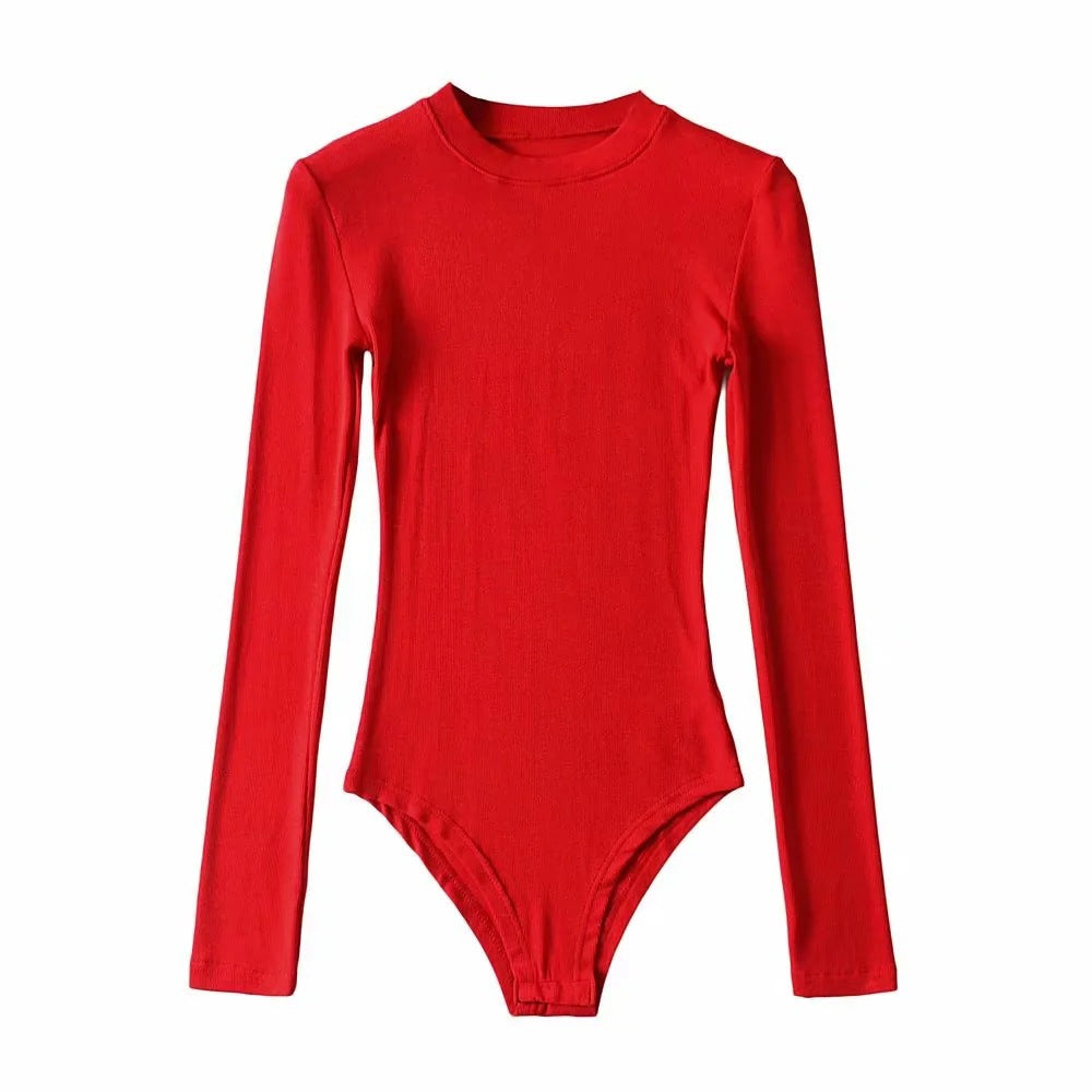 Sexy Tight Round Neck Long Sleeves Romper Shirts