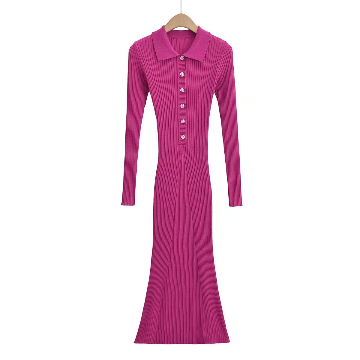 Sexy Polo Neckline Knitted Long Mermaid Dresses