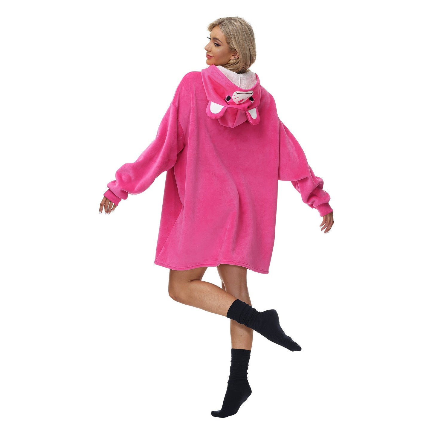 Rainbow Print Winter Warm Hoodies Wearable Sleepwear Blanket