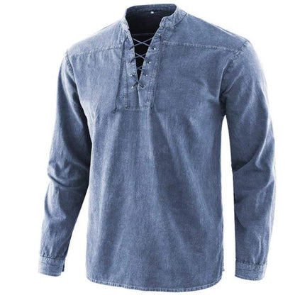 Vintage Men Casual Long Sleeves Shirts-STYLEGOING