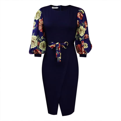 Classy Floral Print Plus Sizes Dresses for Women