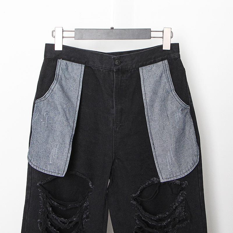 Causal Broken Holes High Waist Demin Pants-STYLEGOING