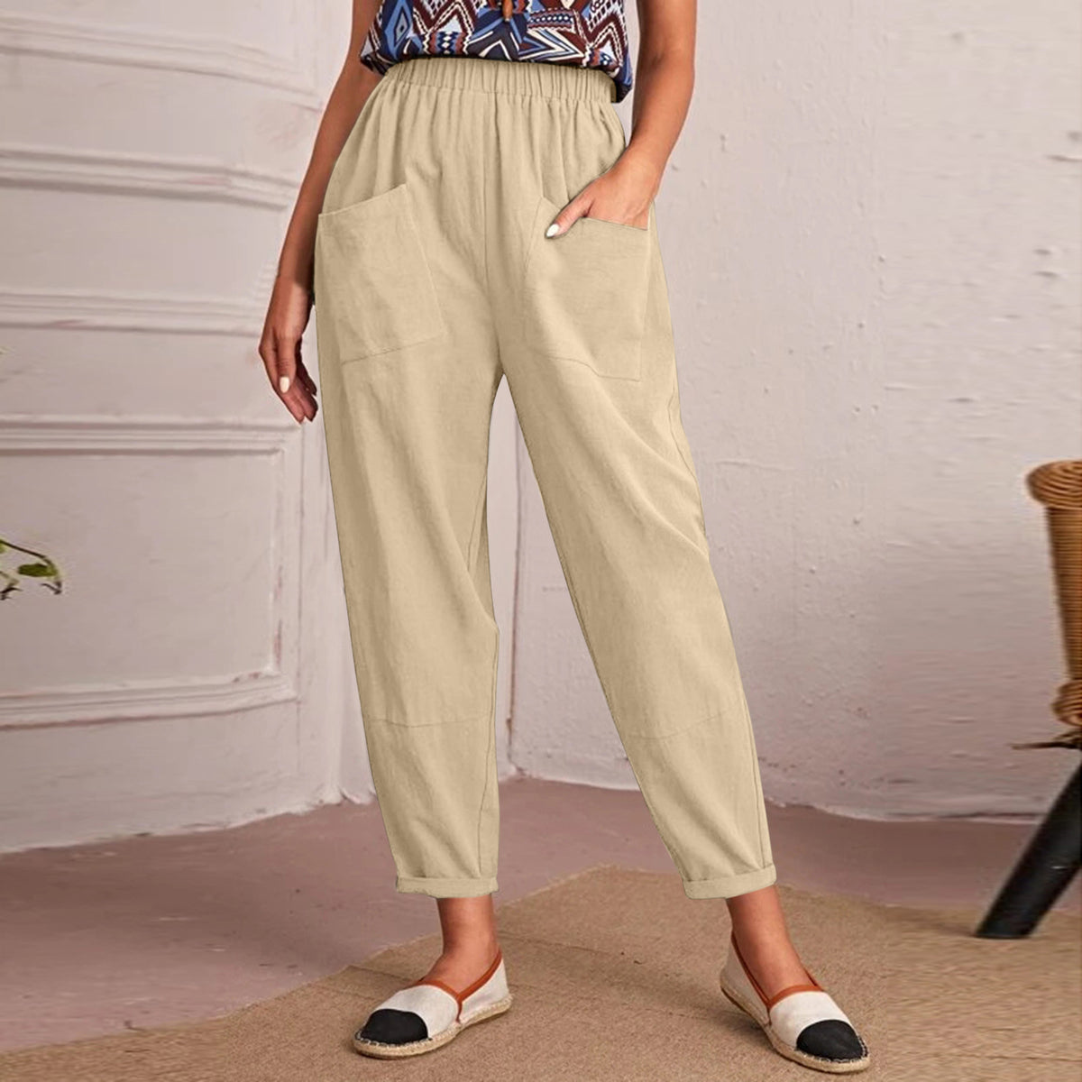 Leisure Elastic Waist Women Pants