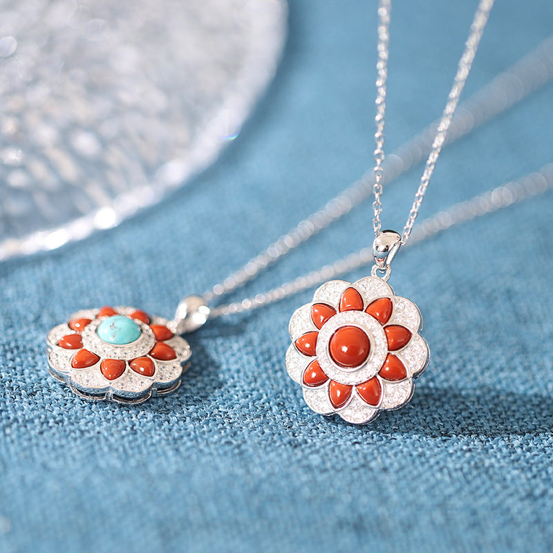 Fashion Sterling Silver Turquoise Agate Necklace for Women