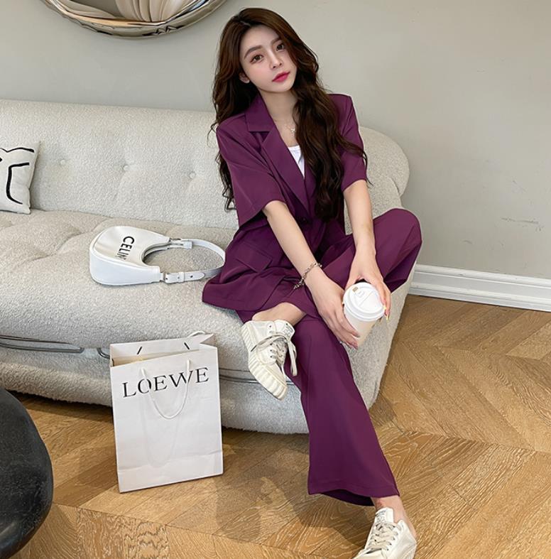 Casual Summer Designed Sets Short Sleeves Blazers and Pants
