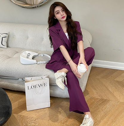 Casual Summer Designed Sets Short Sleeves Blazers and Pants