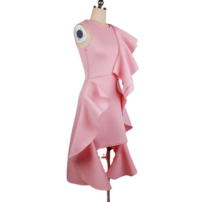 Designed Ruffled Sexy Women Pink Party Dresses