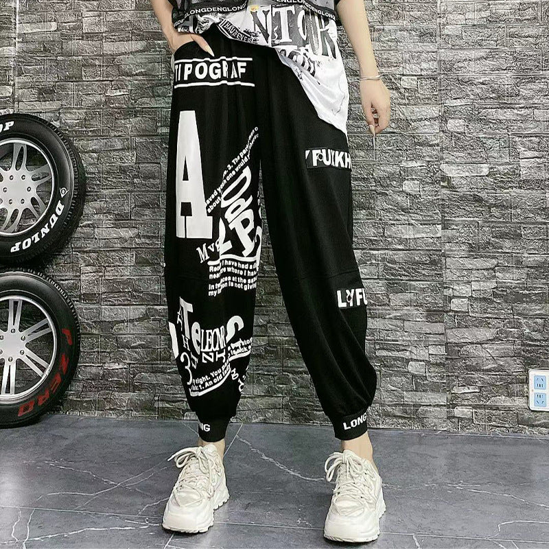 Casual Summer Letter Designed Women Plus Sizes Ankle-tied Pants