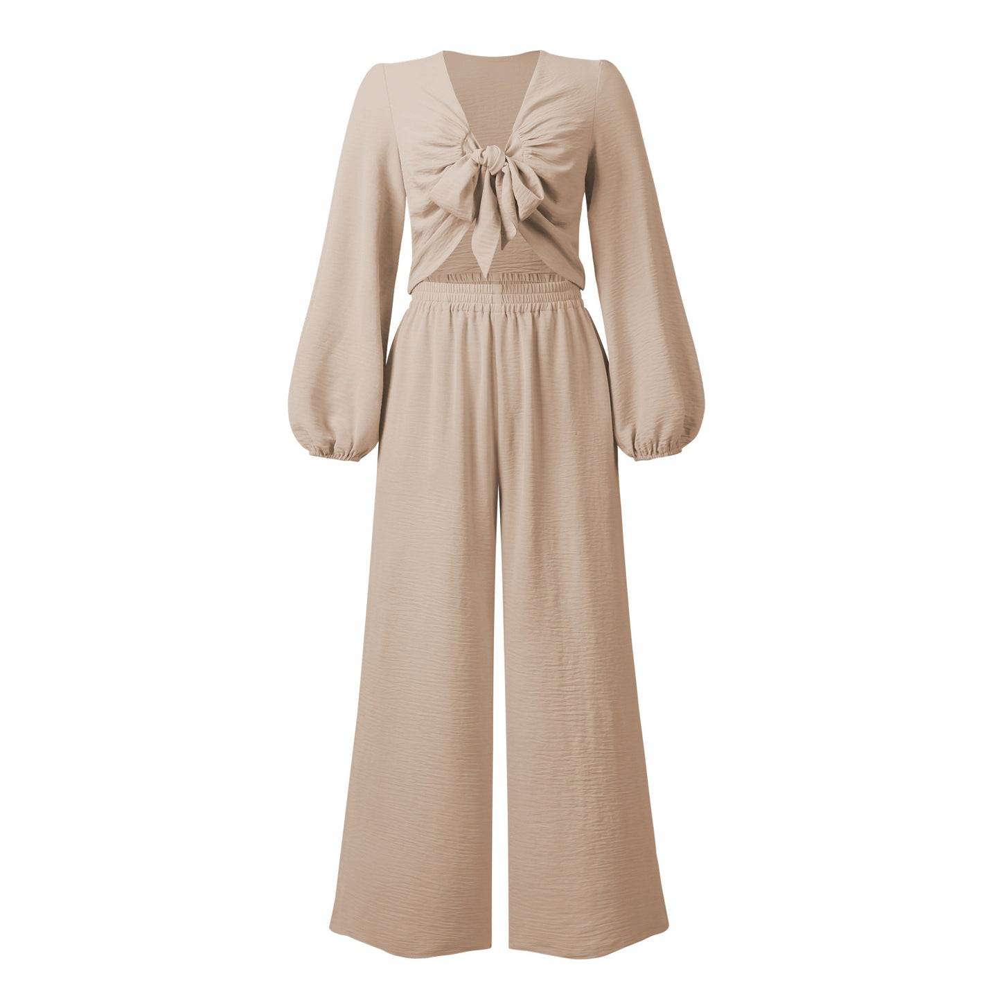 Sexy Long Sleeves Tops & Wide Legs Pants Women Suits