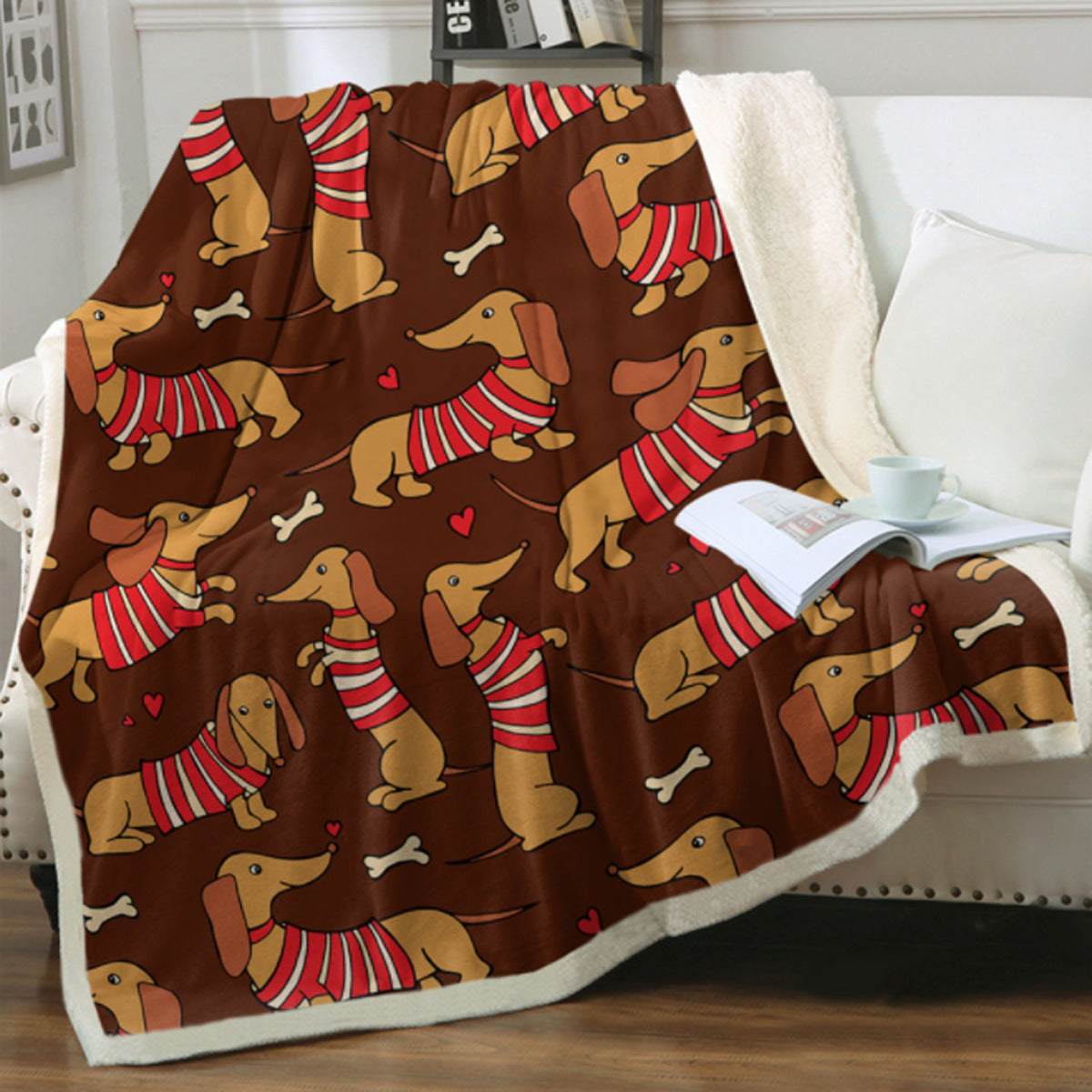 Cute Dog Print Fleece Blankets for Christmas