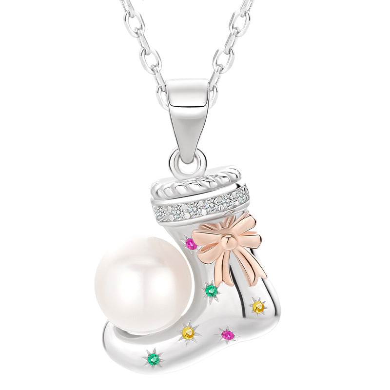 Merry Christmas Design Sterling Sliver Necklace for Women