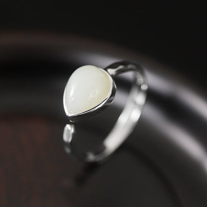 Vintage Water Drop Design Sterling Silver Ring for Women