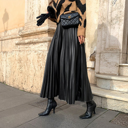 Women High Waist Pleated Fall Skirts