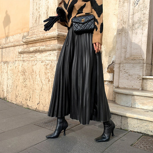 Women High Waist Pleated Fall Skirts
