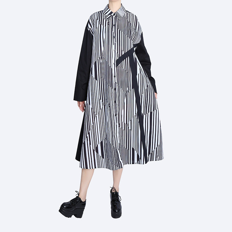 Classy Striped Long Sleeves Shirts Dresses